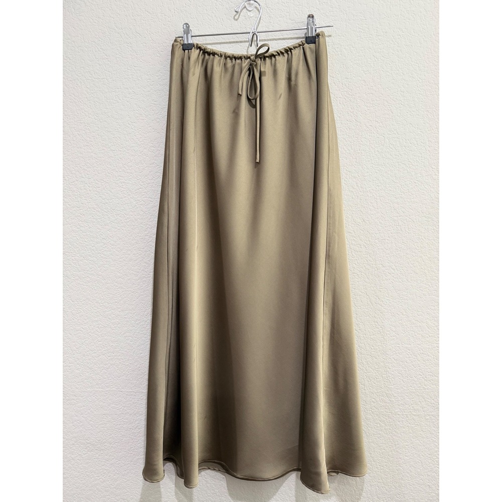 DISSH Satin Maxi Skirt Medium Brown Stretch Minimalist Old Money Resort Wear